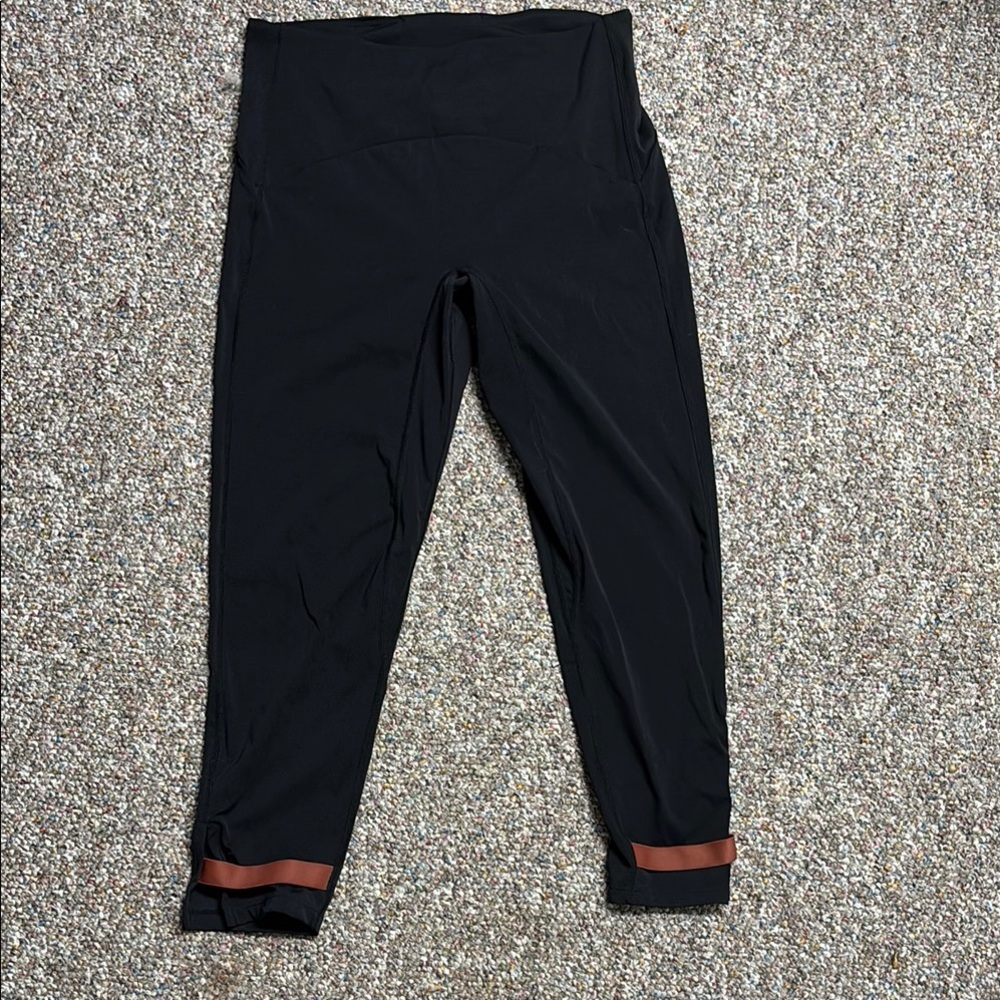 ZYIA Active Black Leggings with Brown Accents